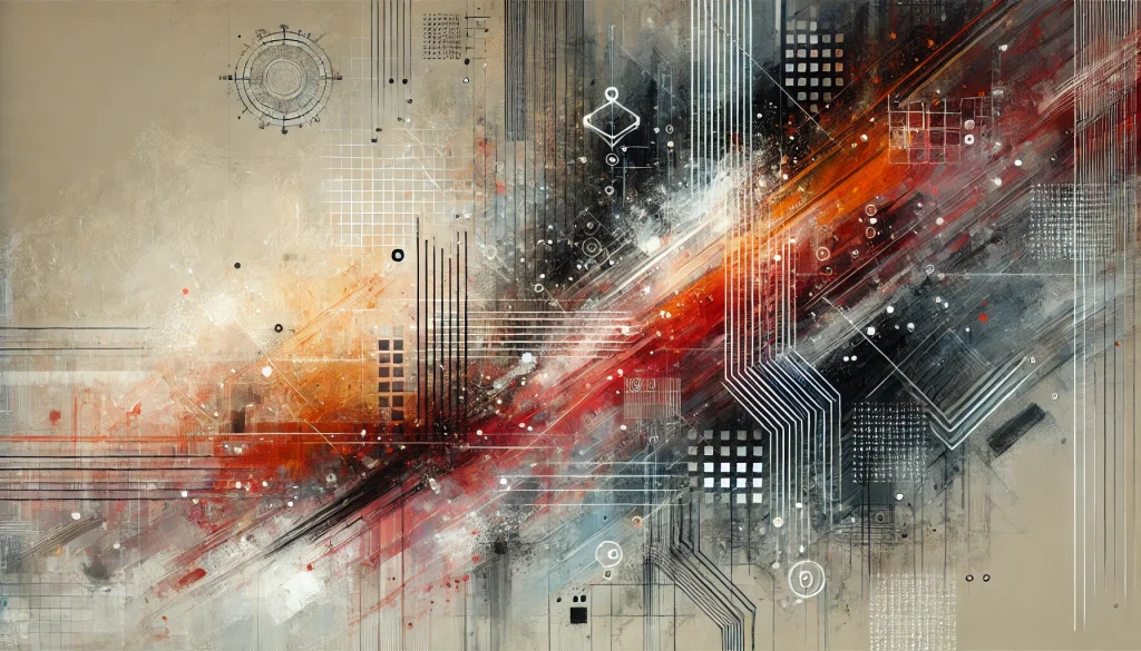 Abstract digital illustration symbolizing AI-powered automation and sales funnels for small businesses.
